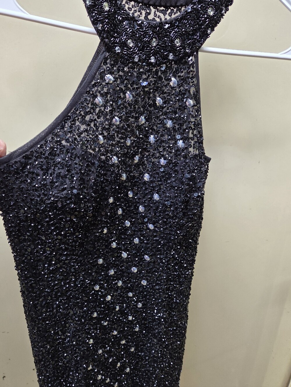 Black Sequin Halter Cocktail Dress - Picture 6 of 6